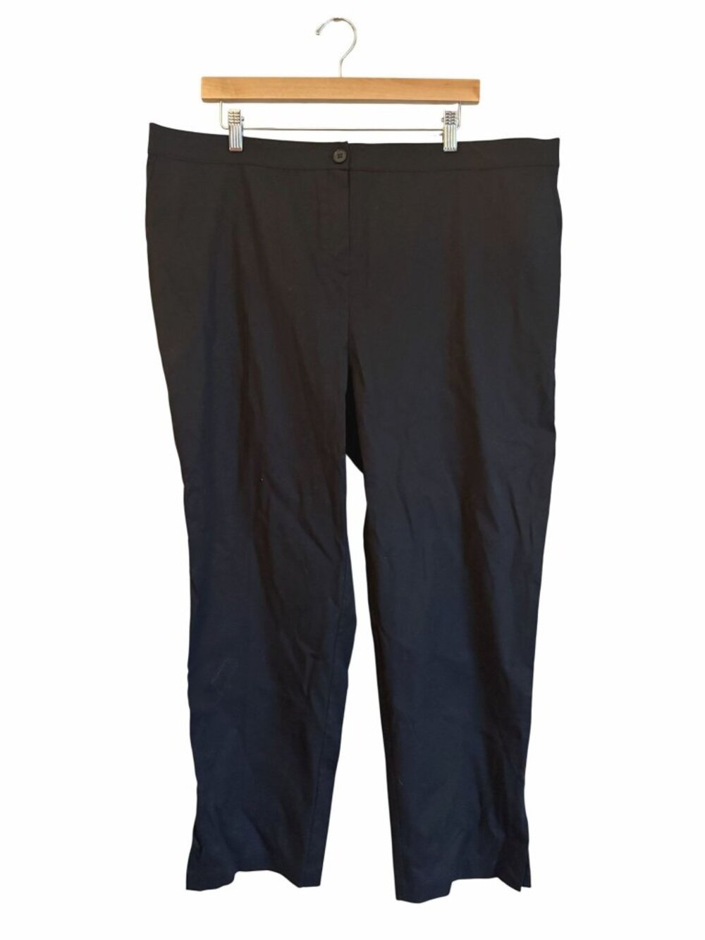 NWT Marina Rinaldi Womens Black Straight Fit Pants Cotton Size US 20 $345 [jb]